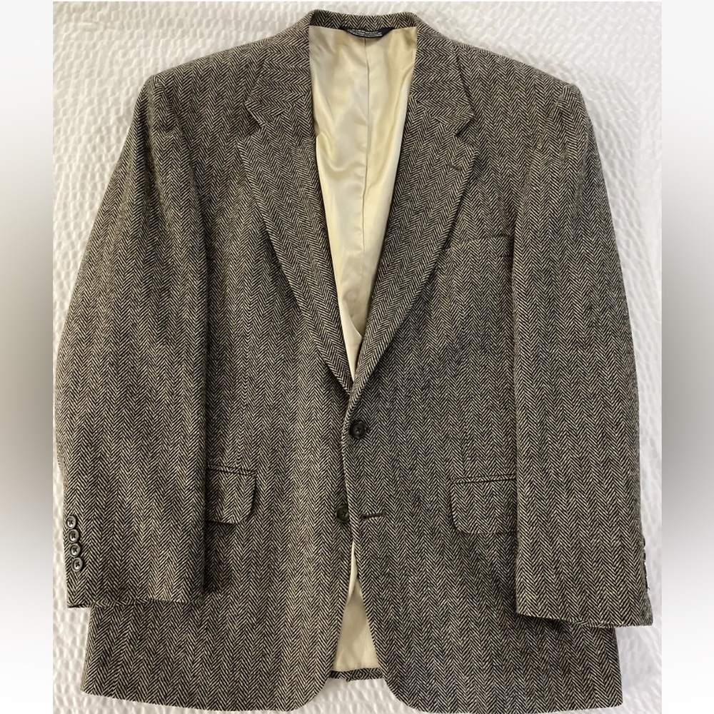LANDS’ END vintage Wool Herringbone 2 Button Sports‎ Jacket Size 44R